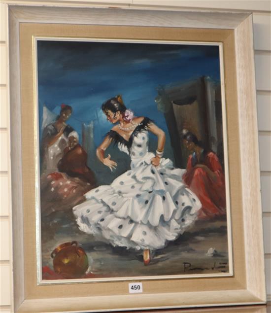 Spanish School, oil on canvas, Flamenco dancer, 55 x 45cm.